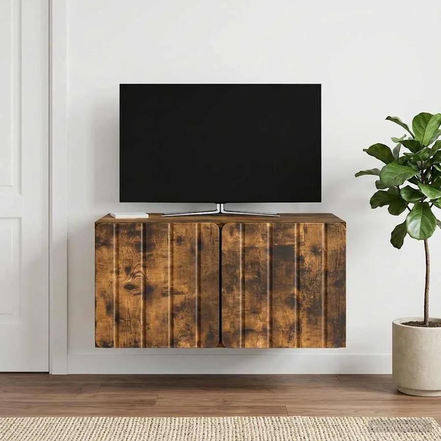 Meuble TV mural 59,5 x 41 x 30 cm Chêne fumé Bois d'ingénierie