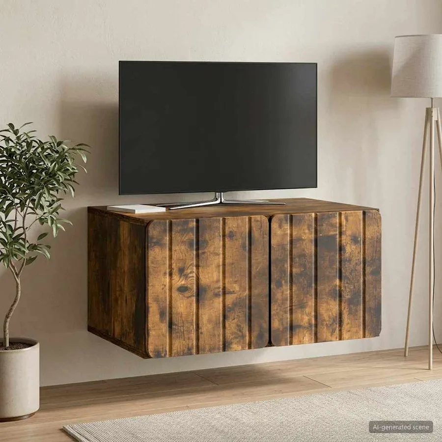 Meuble TV mural 59,5 x 41 x 30 cm Chêne fumé Bois d'ingénierie - 4
