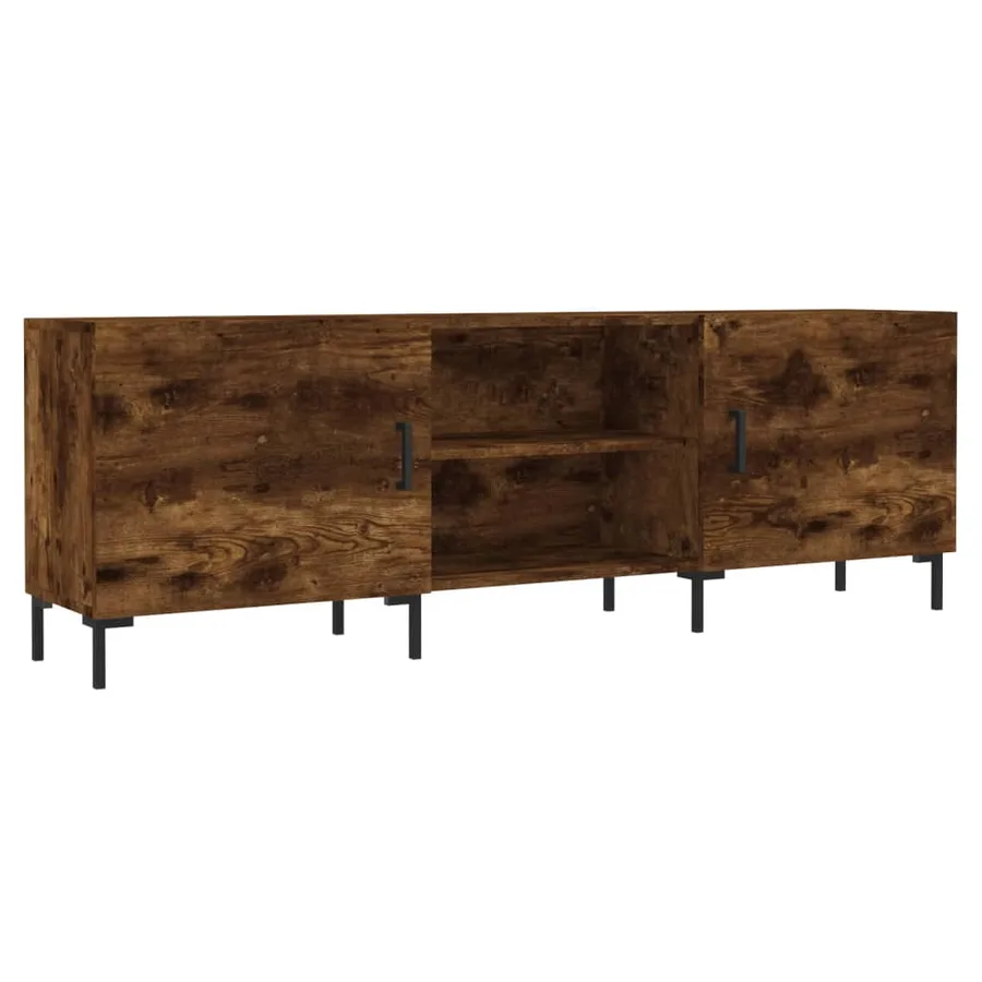 Meuble TV chêne fumé 150x30x50 cm bois d'ingénierie - 2