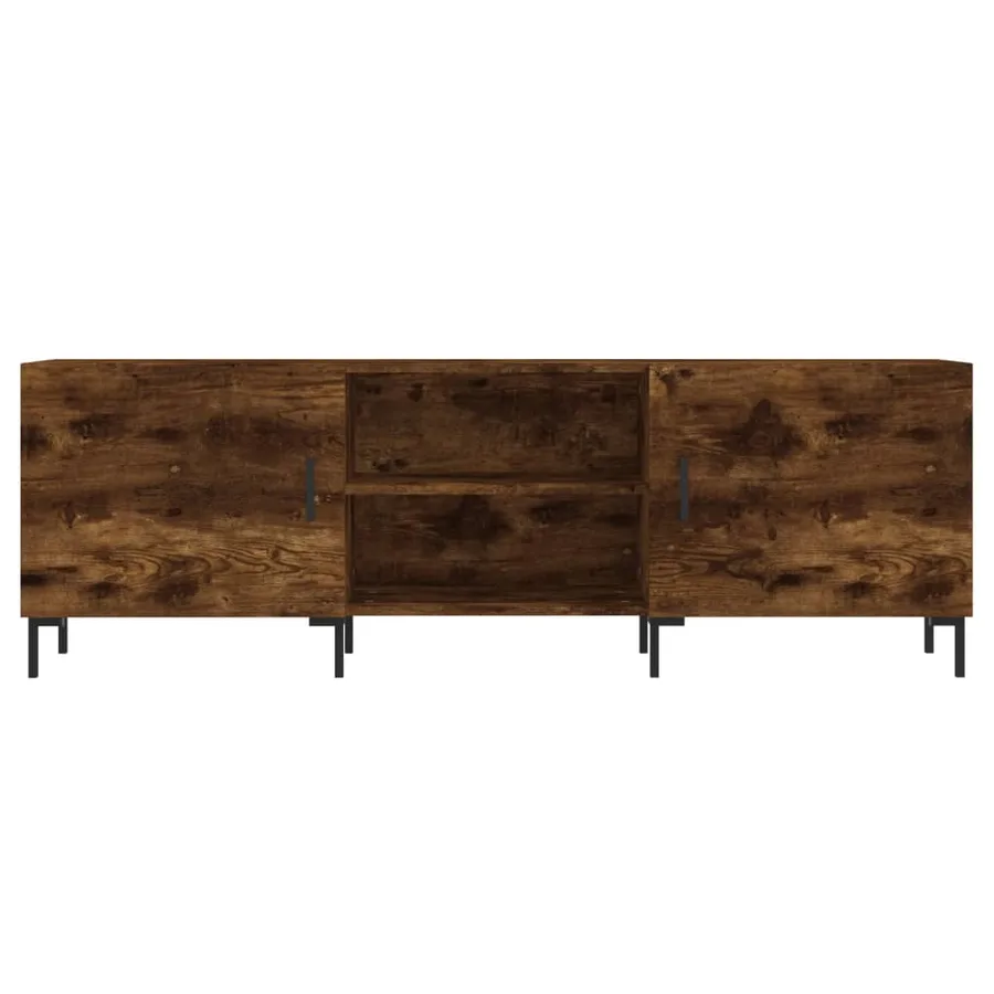 Meuble TV chêne fumé 150x30x50 cm bois d'ingénierie - 5