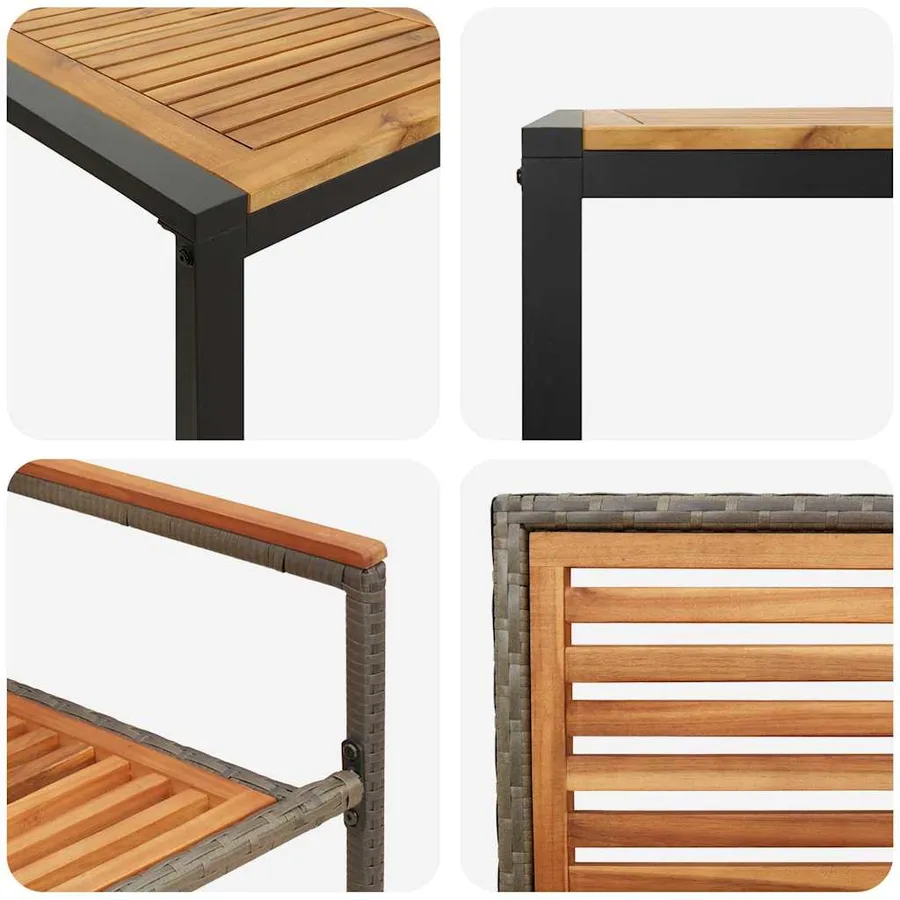 Ensemble de salle à manger pour jardin 7 pcs Gris et marron - 9
