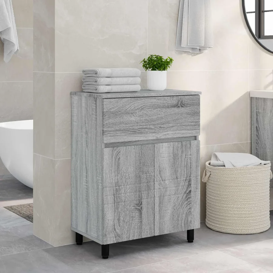 Unité de vanité de salle de bain Sonoma gris 60 x 35 x 80 cm