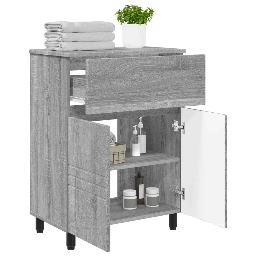Unité de vanité de salle de bain Sonoma gris 60 x 35 x 80 cm - 3