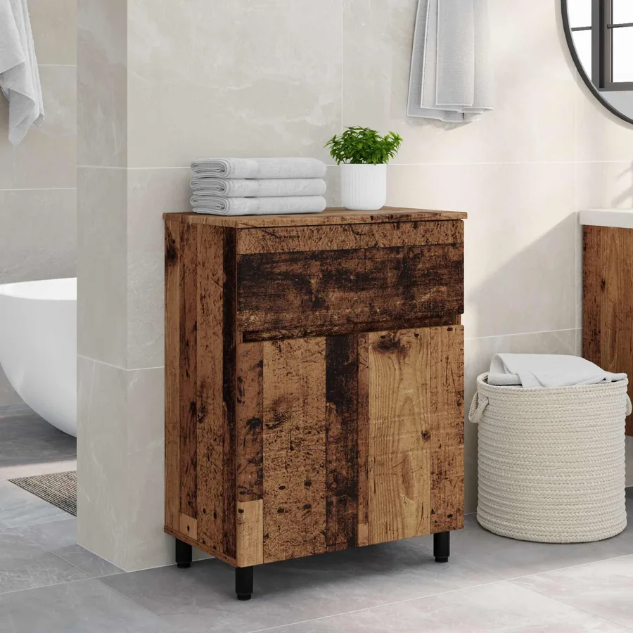 Unité de vanité de salle de bain Bois ancien 60 x 35 x 80 cm