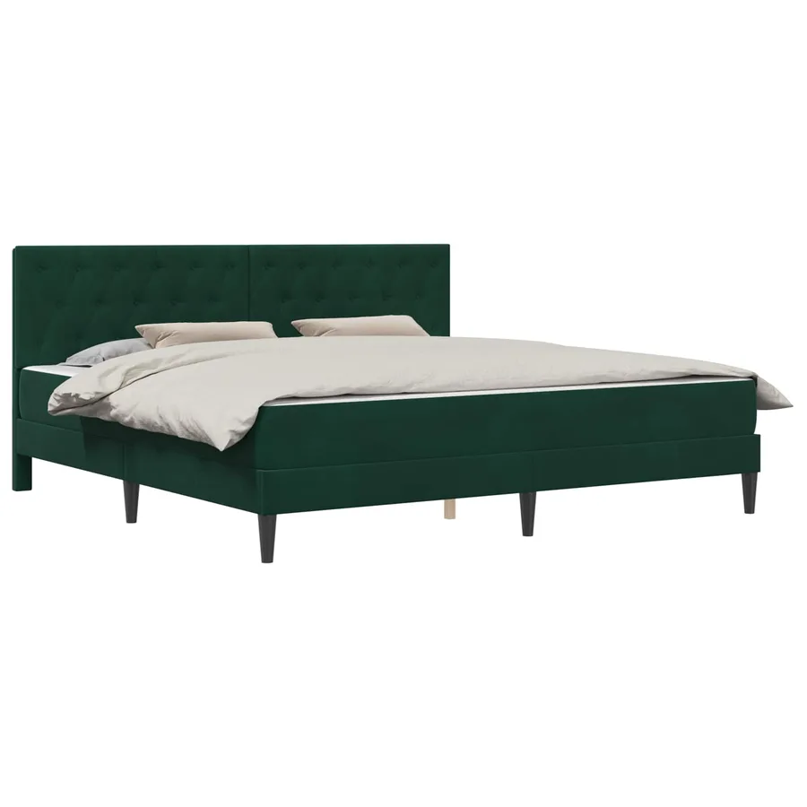 Cadre de lit avec matelas Vert foncé 180 x 200 cm Velours - 2