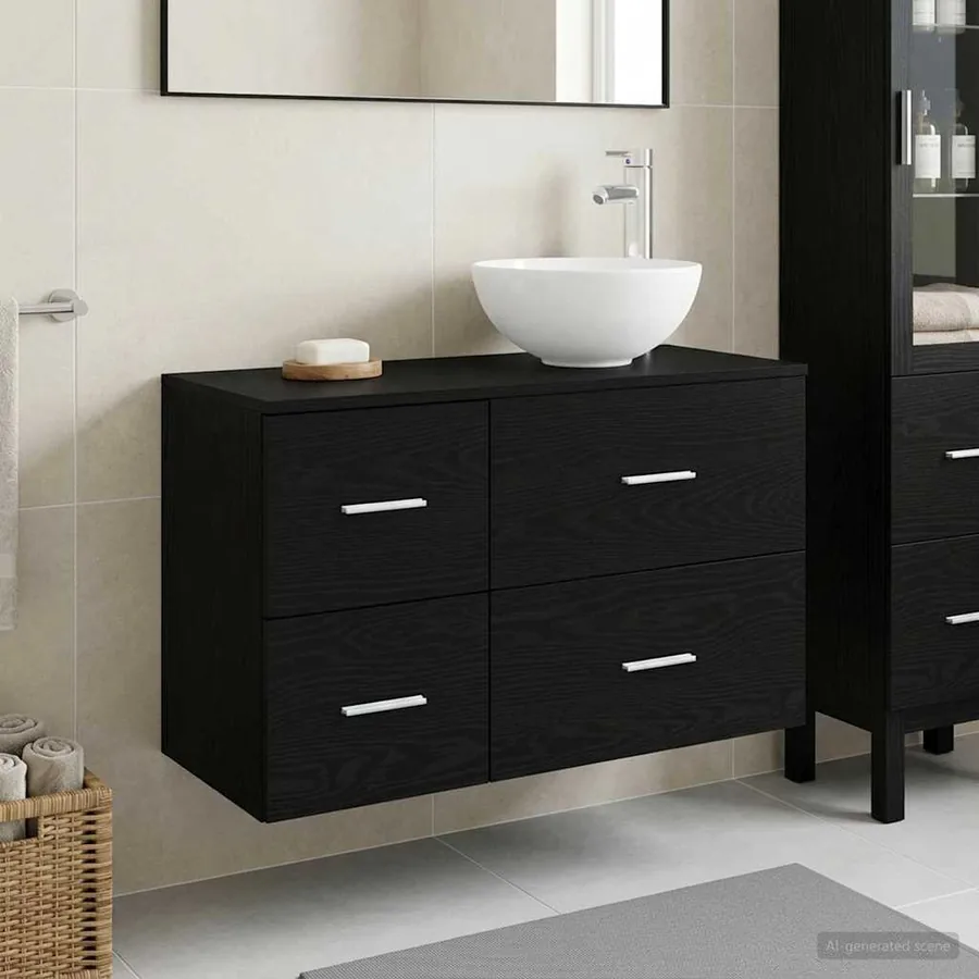 Ensemble de mobilier de salle de bain 2 pcs Chêne noir