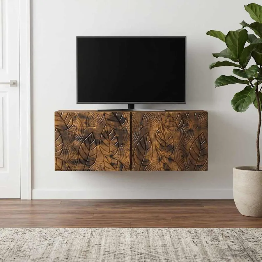 Meuble TV mural 78,5 x 31 cm Chêne fumé Bois d'ingénierie - 3