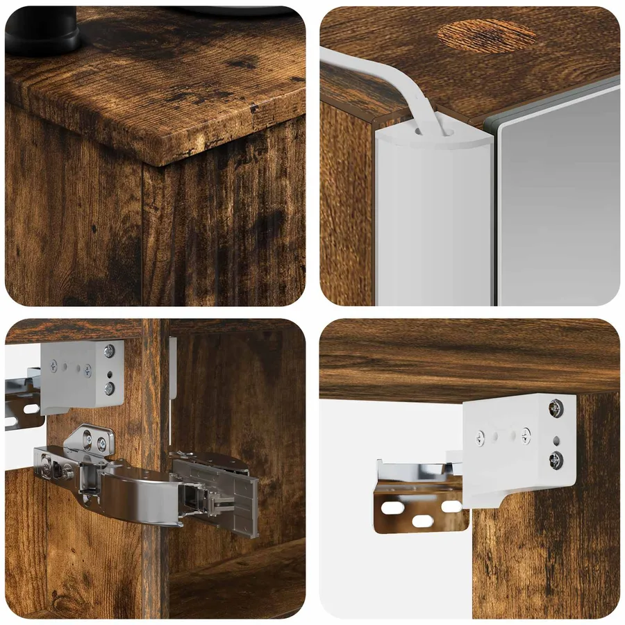 Ensemble de mobilier de salle de bain 6 pcs Chêne fumé - 12