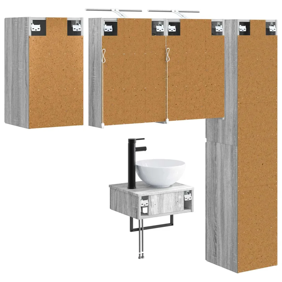 Ensemble de mobilier de salle de bain 5 pcs Sonoma gris - 9
