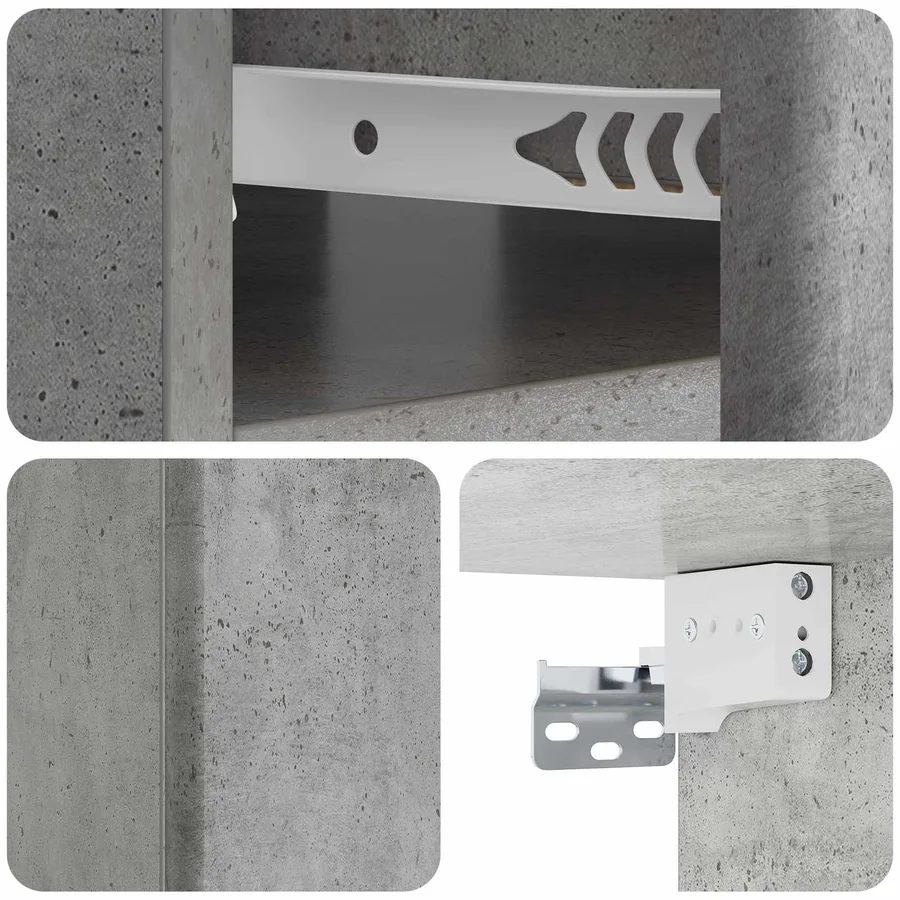 Cabinet de chevet mural 2 pcs Gris béton 49 x 34,5 x 20 cm - 10