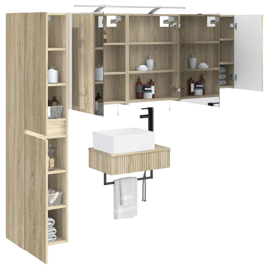 Ensemble de mobilier de salle de bain 5 pcs Chêne Sonoma - 3