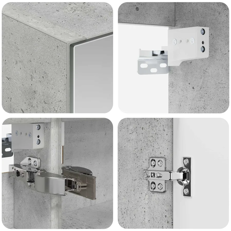 Ensemble d'armoire de salle de bain 4 pcs Gris béton - 9