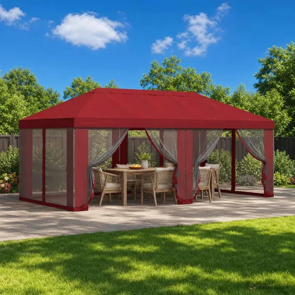 Housse de tonnelle avec murs latéraux 6 x 3 m Bordeaux