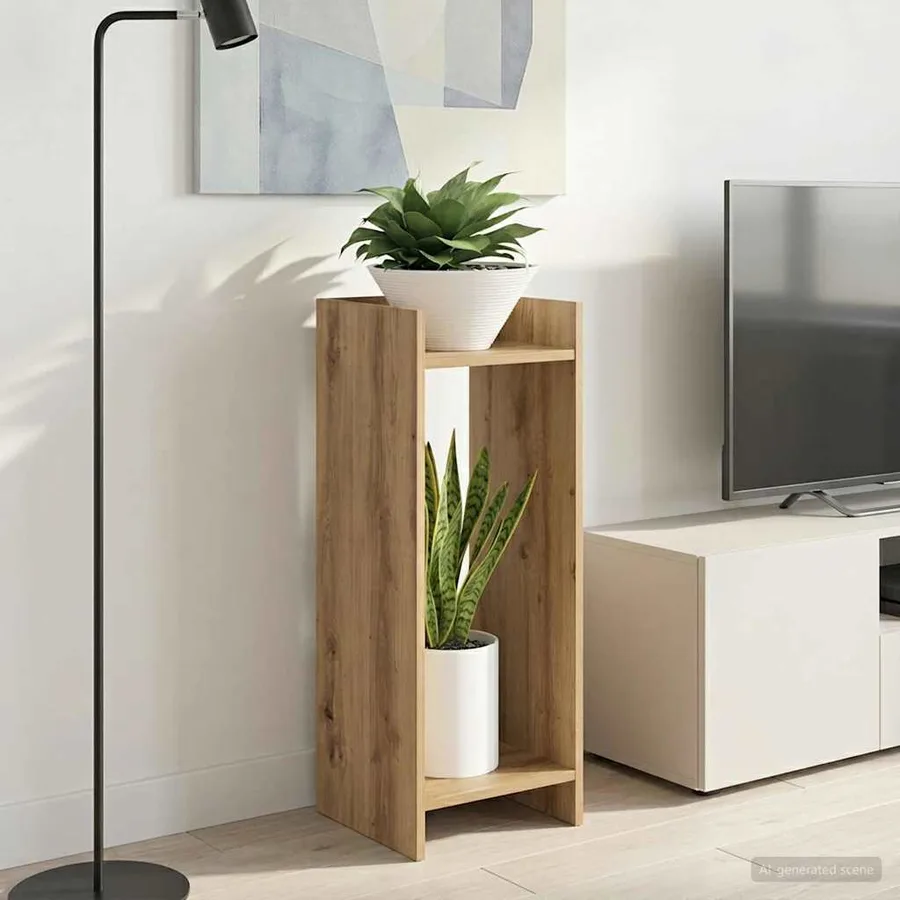 Support de Plante 2 pc Chêne Artisanal 30 x 30 x 80 cm - 4