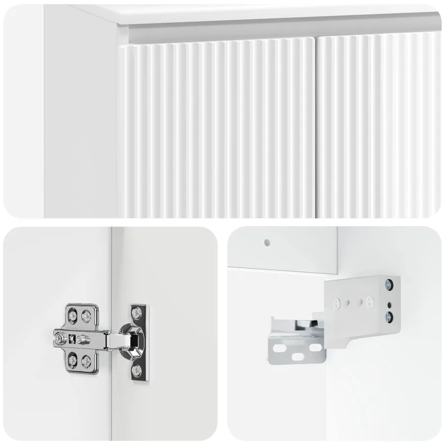 Cabinet de Salle de Bain Mural Blanc brillant - 6
