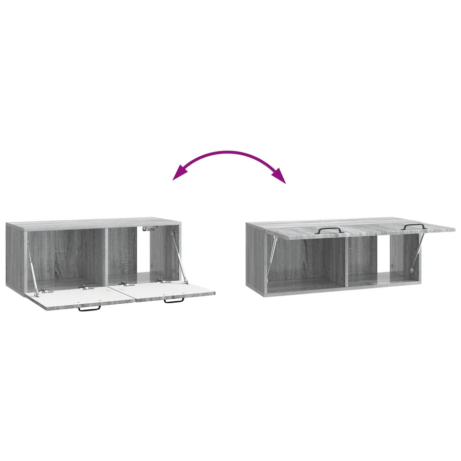 Meuble TV mural Sonoma gris 78,5 x 31 x 30 cm Bois d'ingénierie - 8