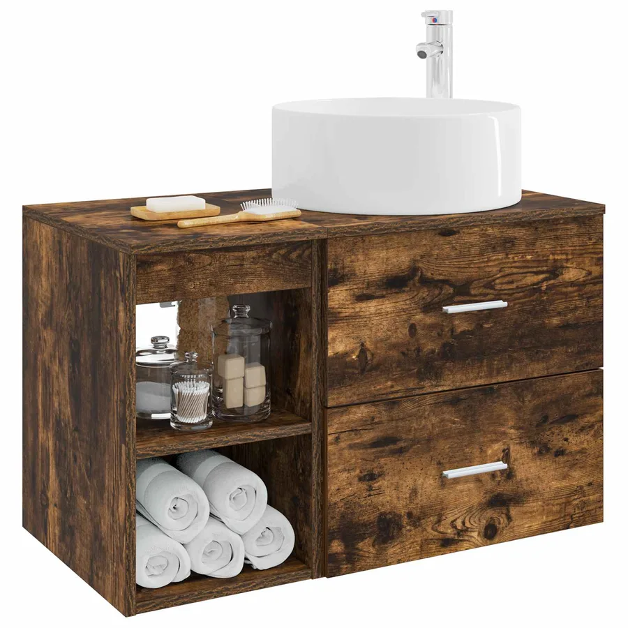 Ensemble de mobilier de salle de bain 2 pcs Chêne fumé - 3