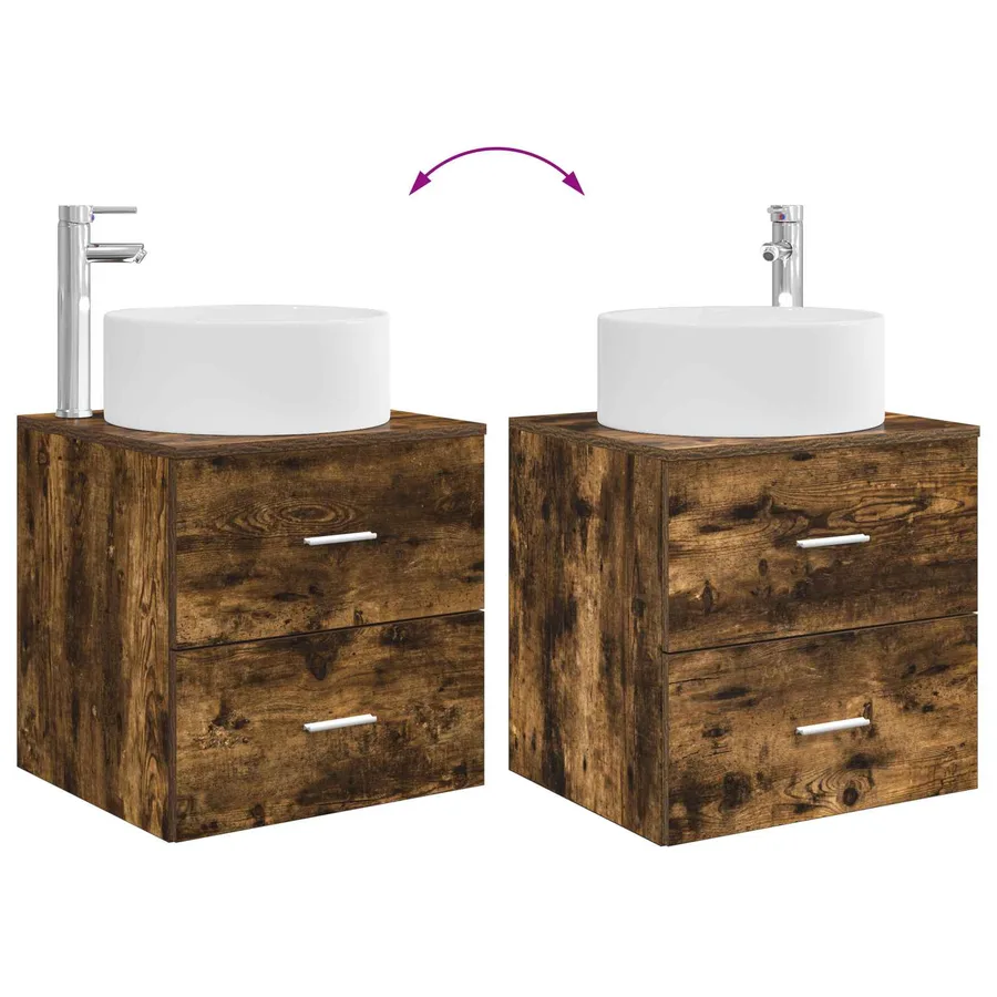 Ensemble de mobilier de salle de bain 2 pcs Chêne fumé - 9