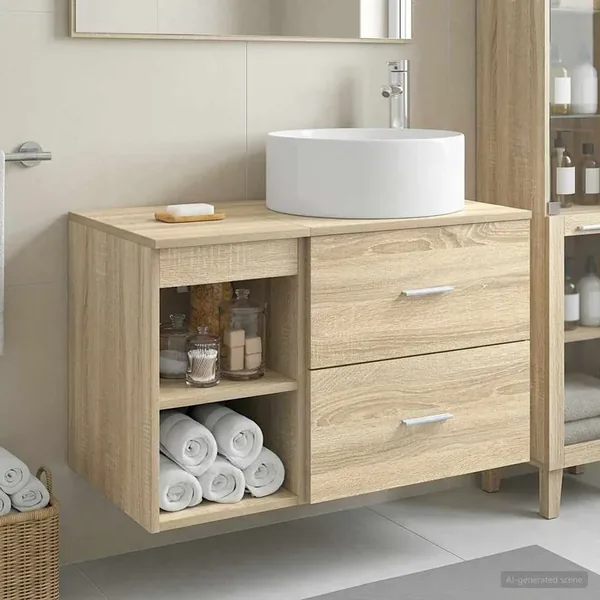Ensemble de mobilier de salle de bain 2 pcs Chêne Sonoma