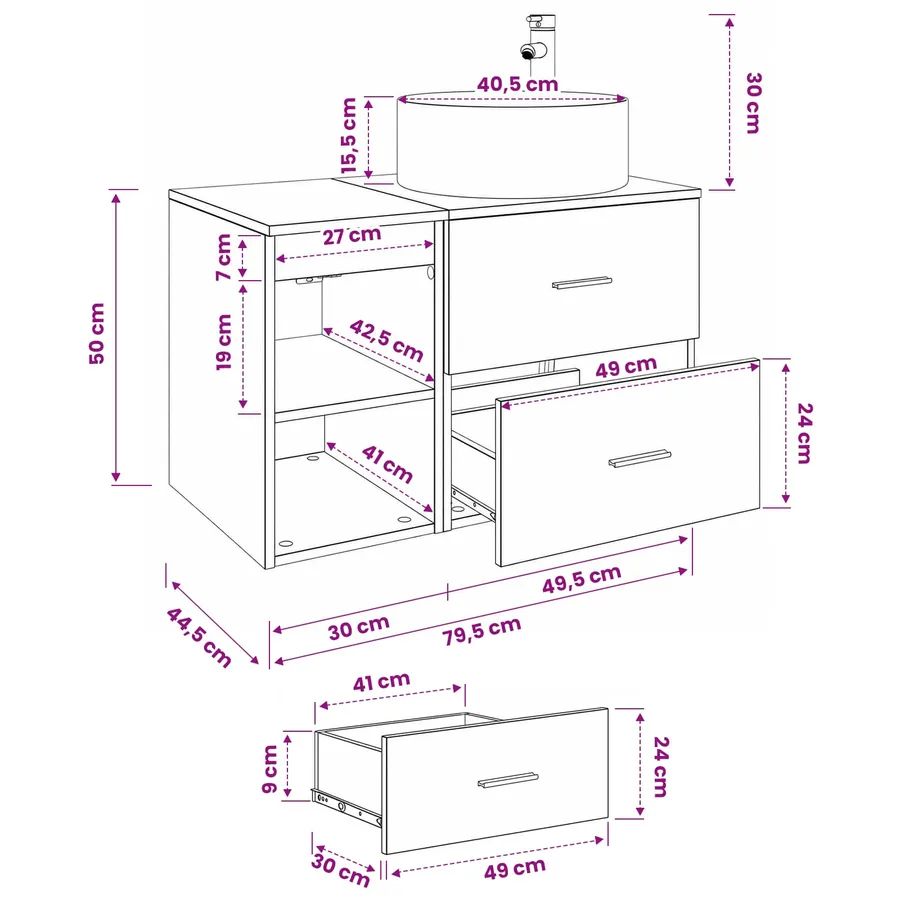 Ensemble de mobilier de salle de bain 2 pcs Chêne Sonoma - 11
