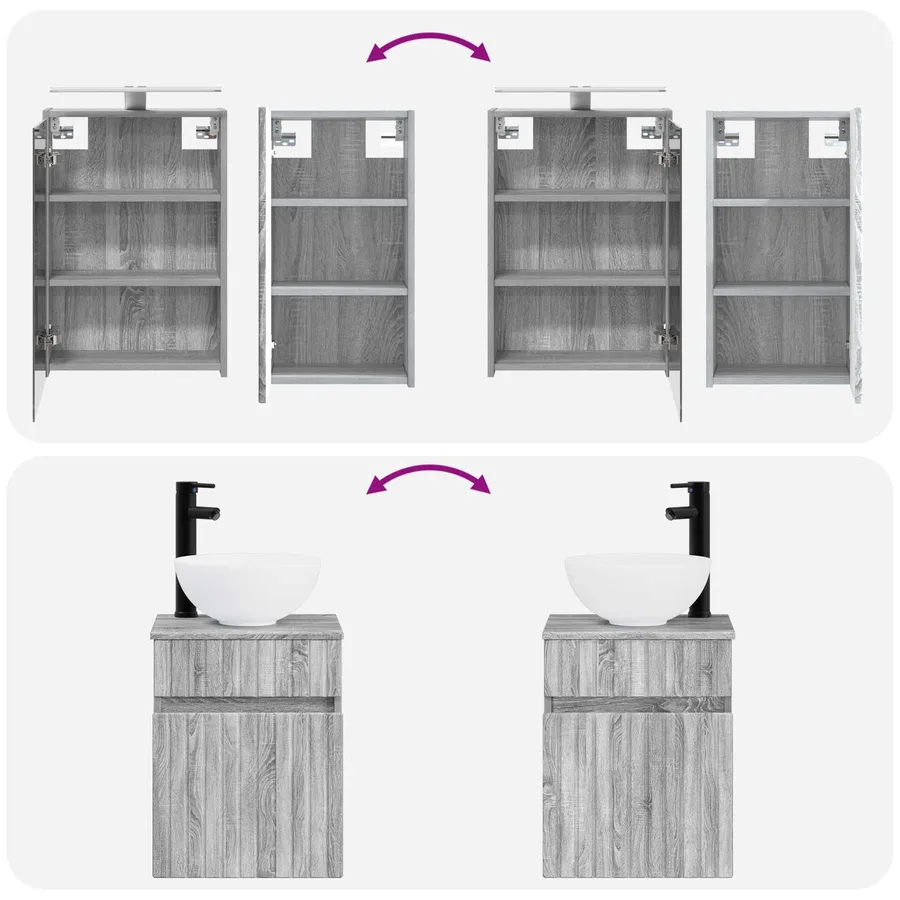 Ensemble d'armoire de salle de bain 5 pcs Sonoma gris - 14