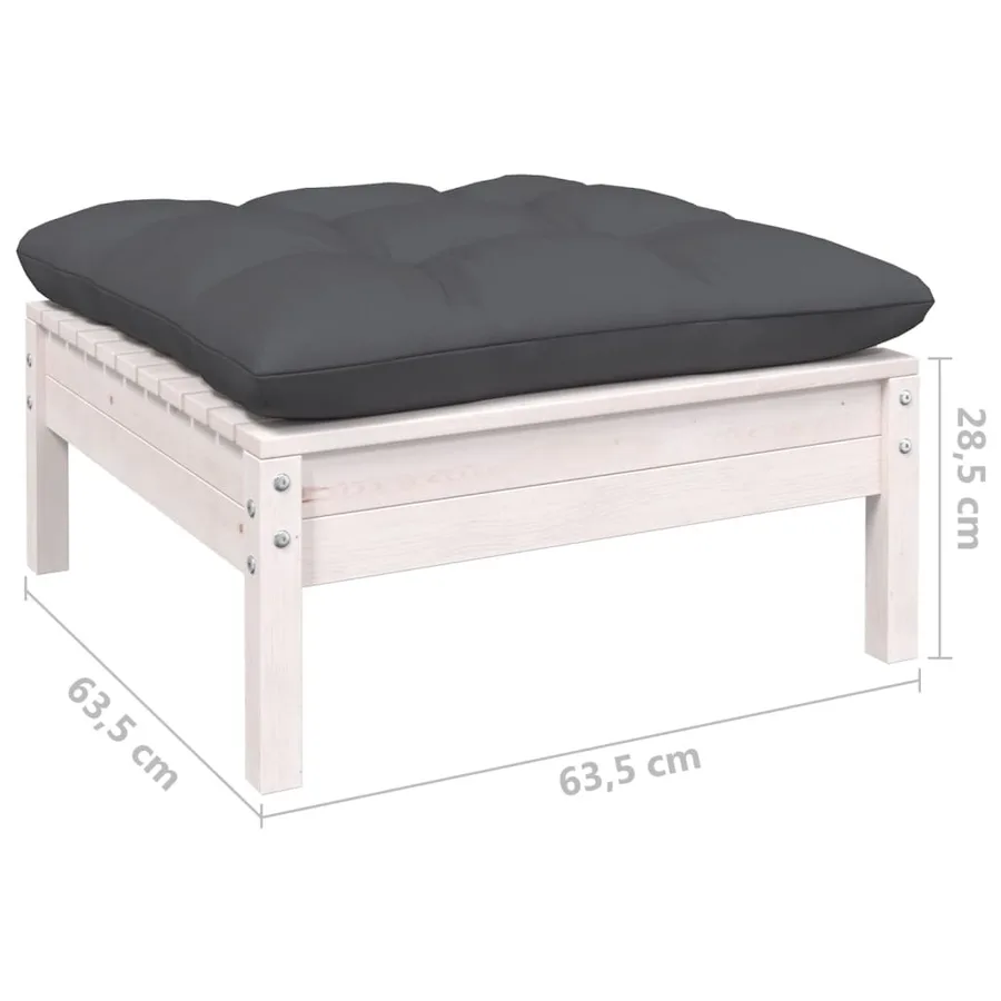 Salon de jardin 5 pcs avec coussins blanc bois de pin - 9