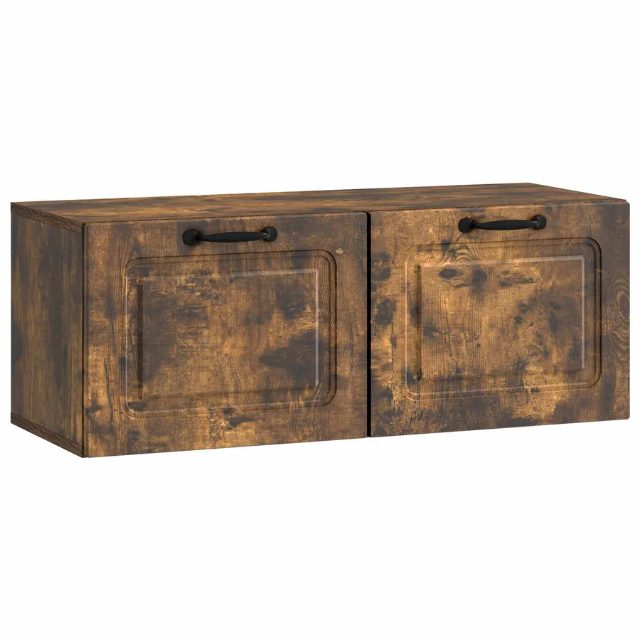 Meuble TV mural Chêne fumé 78,5 x 31 x 30 cm Bois d'ingénierie - 2