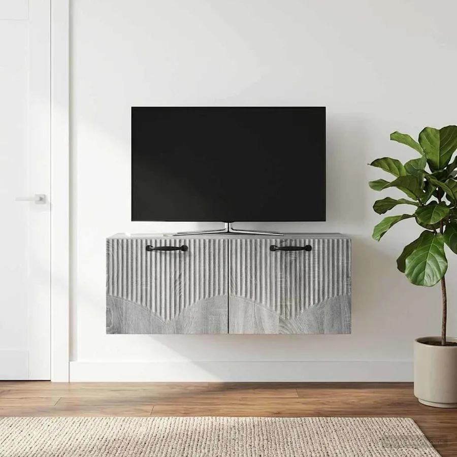 Meuble TV mural Sonoma gris 78,5 x 31 x 30 cm Bois d'ingénierie - 4