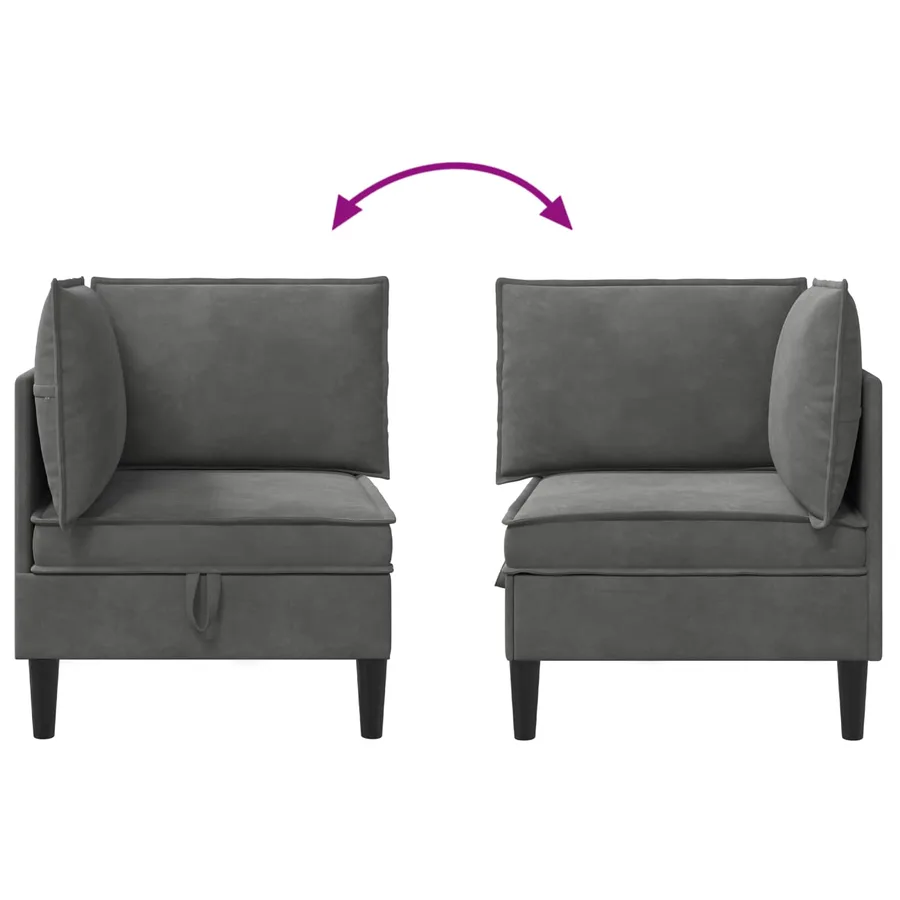 Sofa avec rangement Gris foncé Velours - 8