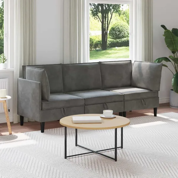 Ensemble de meubles pour le salon 3 pcs Gris foncé Velours