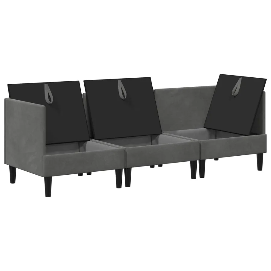 Ensemble de meubles pour le salon 3 pcs Gris foncé Velours - 4