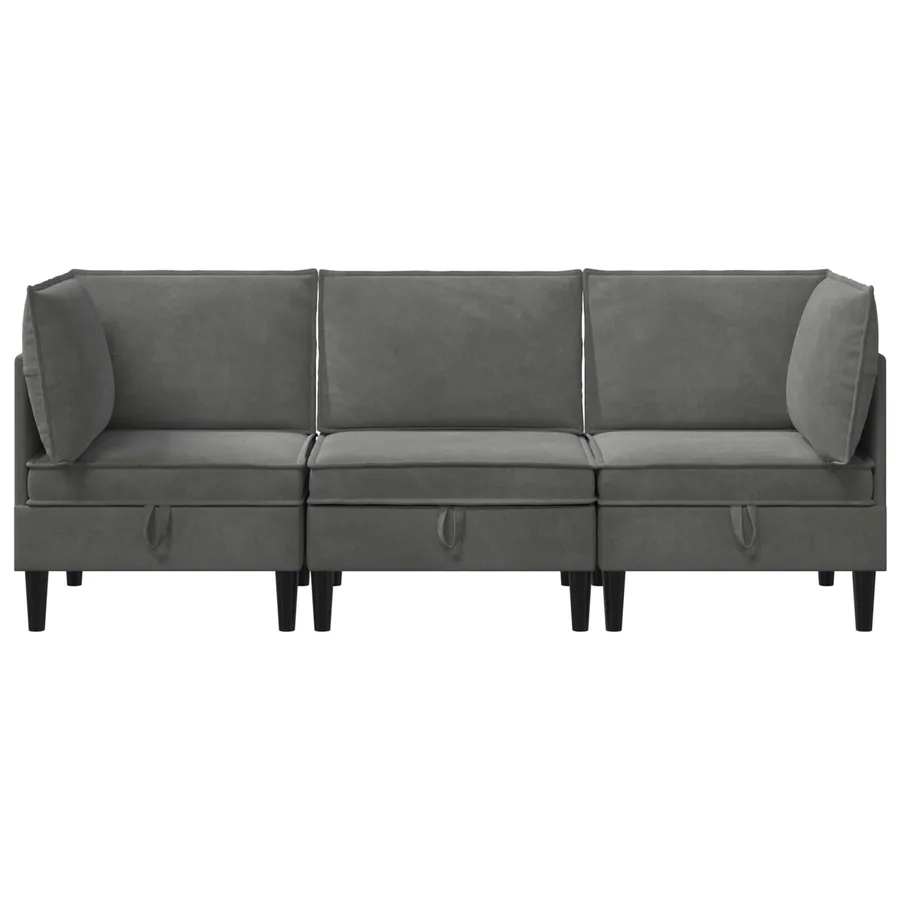 Ensemble de meubles pour le salon 3 pcs Gris foncé Velours - 7