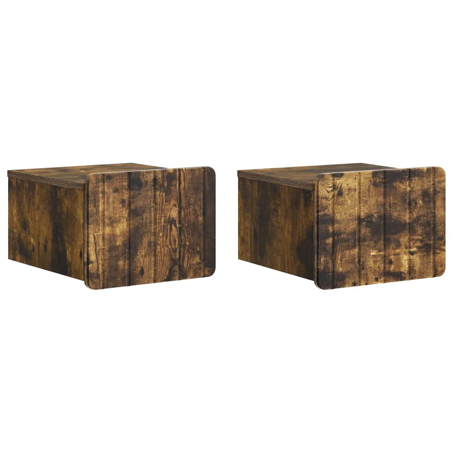 Cabinet de chevet mural 2 pcs Chêne fumé 33 x 34,5 x 24 cm - 2