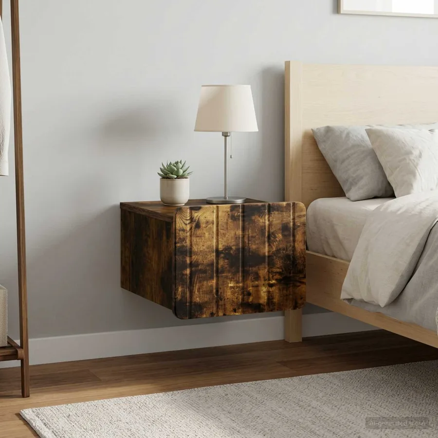 Cabinet de chevet mural 2 pcs Chêne fumé 33 x 34,5 x 24 cm - 4