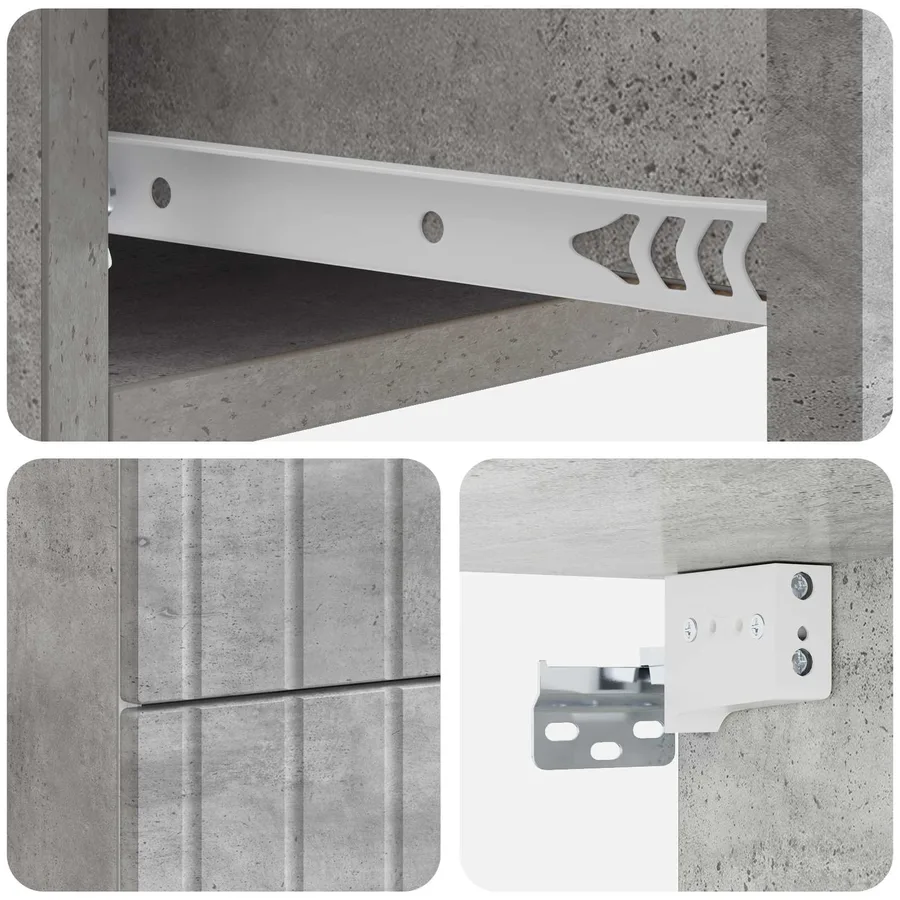 Cabinet de chevet mural 2 pcs Gris béton 33 x 34,5 x 43 cm - 8