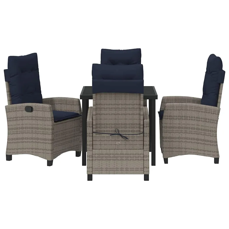 Ensemble de salle à manger pour jardin 5 pcs Gris polyrotin - 6