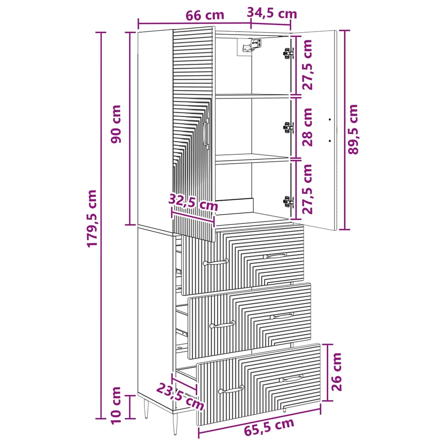 Ensemble de Meubles 2 pcs Gris béton 66 x 34,5 x 90 cm - 9
