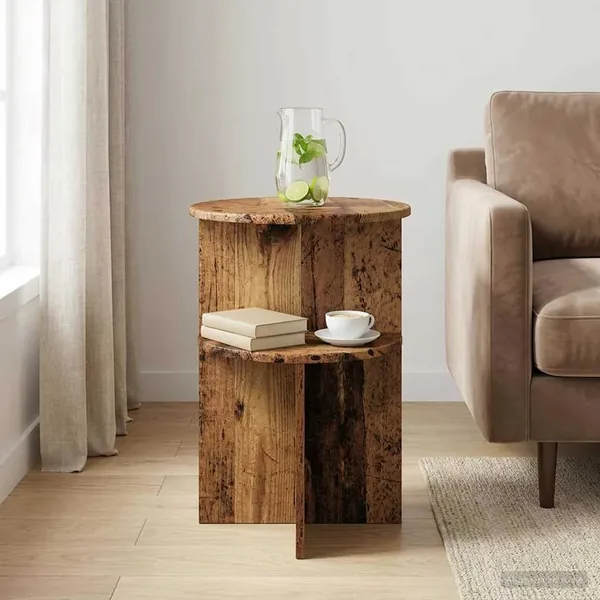 Table d'appoint Bois ancien Ø 39,5 x 55 cm Bois d'ingénierie