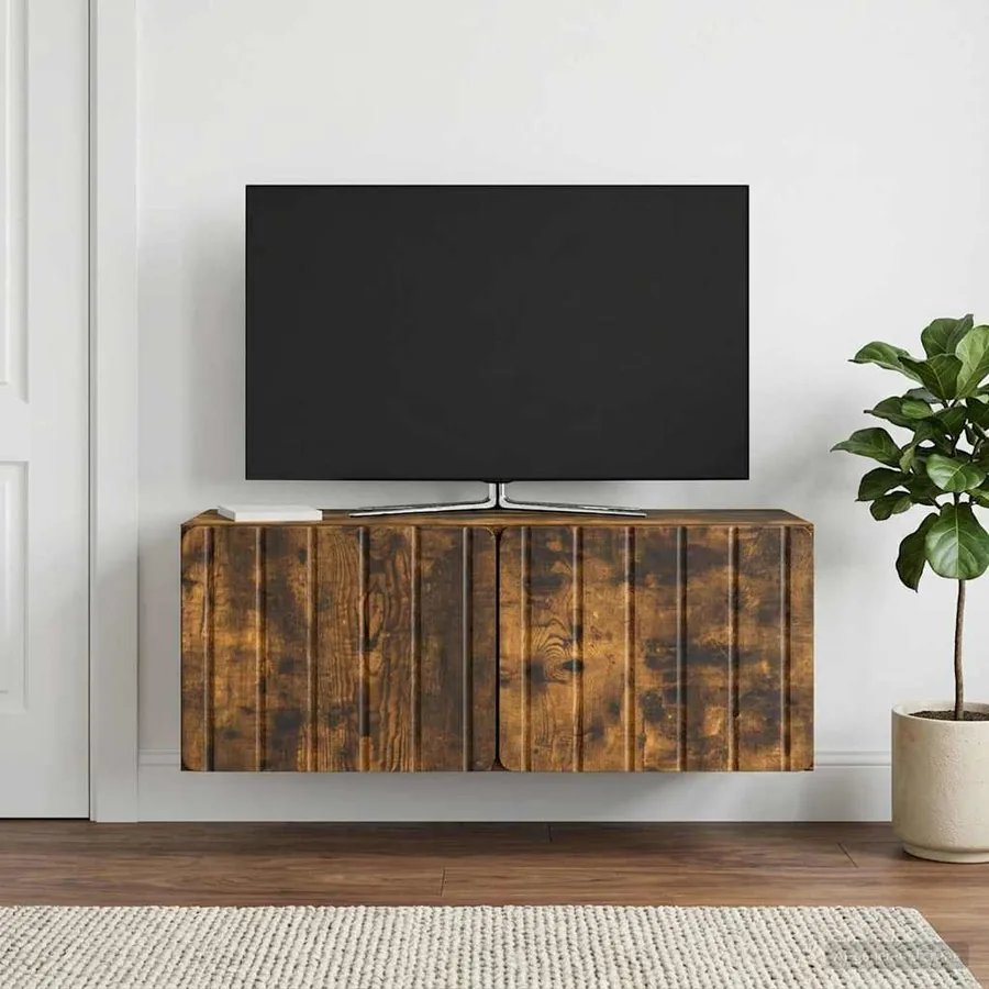 Meuble TV mural 78,5 x 31 x 30 cm Chêne fumé Bois d'ingénierie