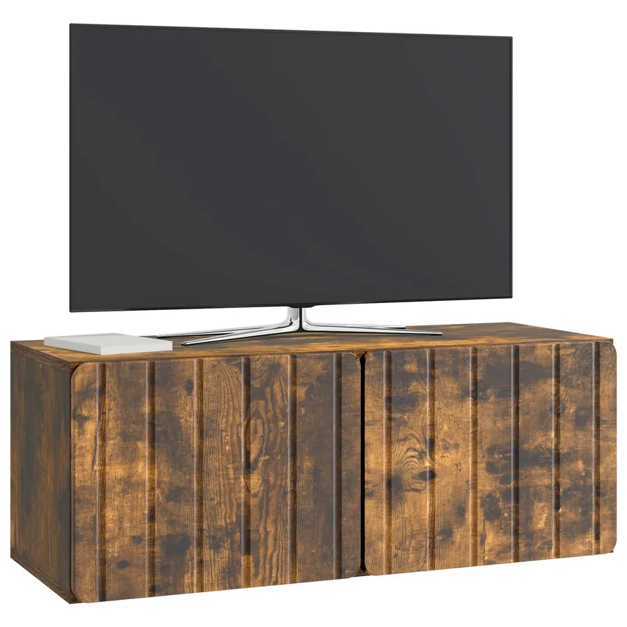 Meuble TV mural 78,5 x 31 x 30 cm Chêne fumé Bois d'ingénierie - 3