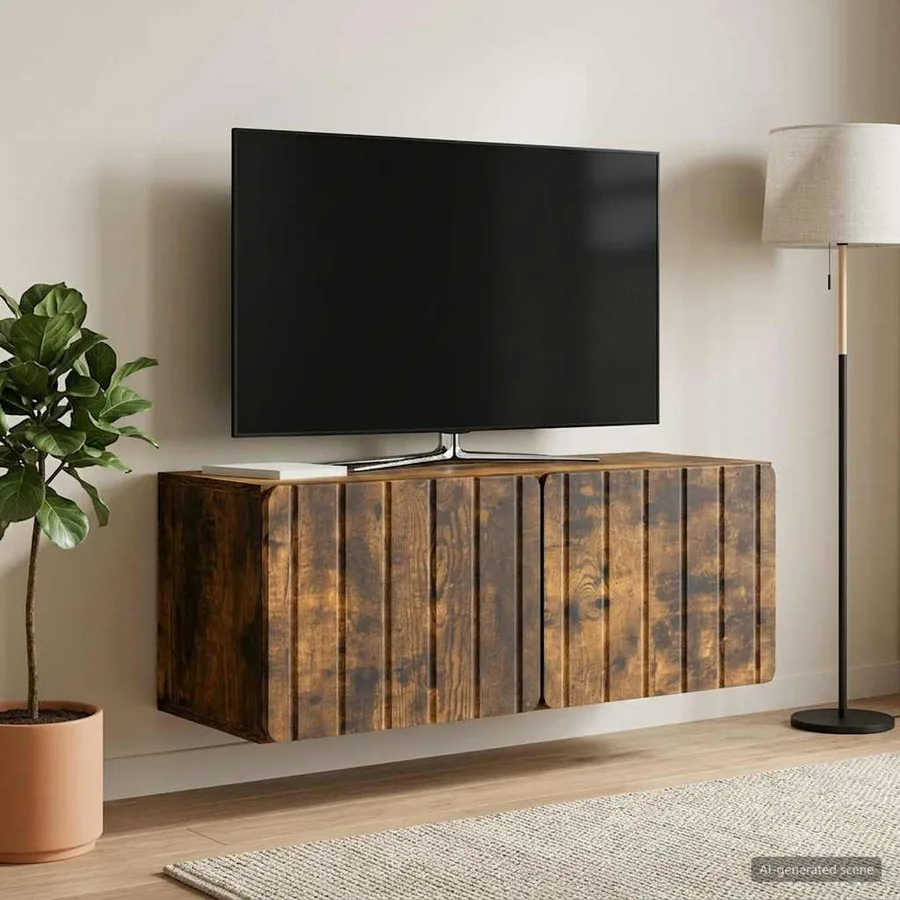 Meuble TV mural 78,5 x 31 x 30 cm Chêne fumé Bois d'ingénierie - 4