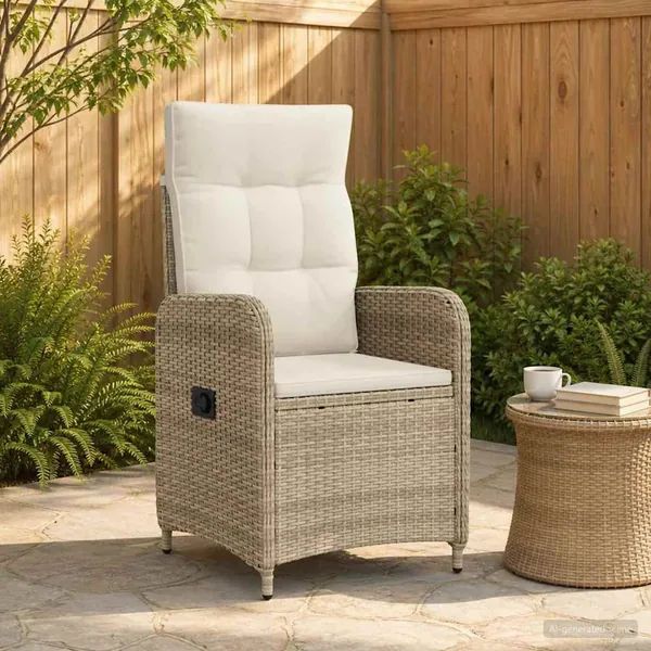 Chaise de jardin inclinable Beige et blanc crème