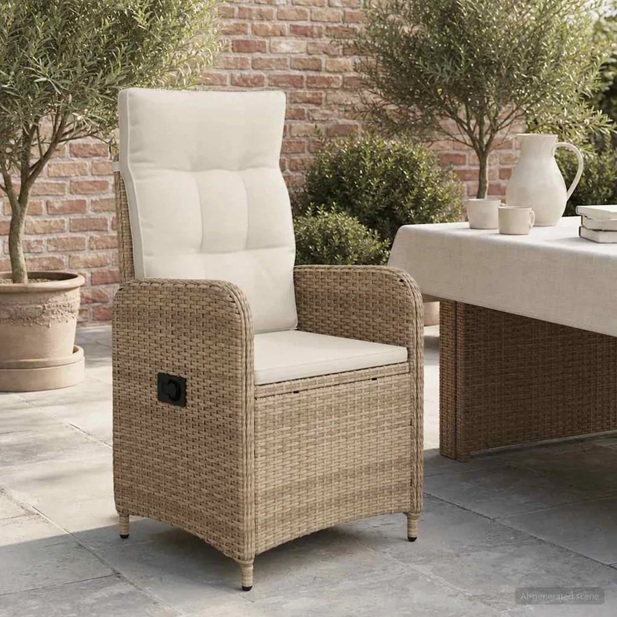 Chaise de jardin inclinable Beige et blanc crème - 3