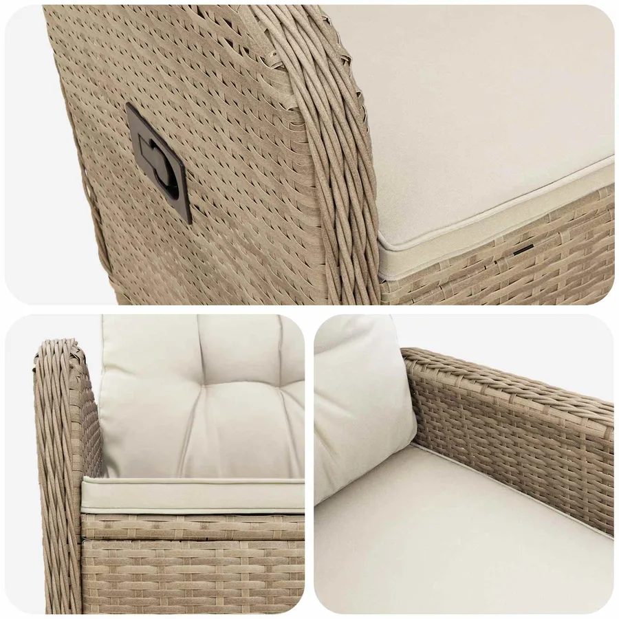 Chaise de jardin inclinable Beige et blanc crème - 7