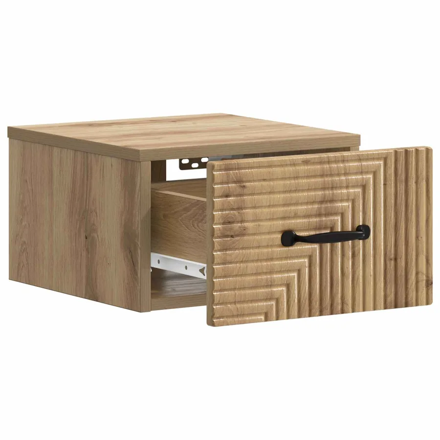 Cabinet de chevet mural Chêne artisanal 34,5 x 33 x 20 cm - 4