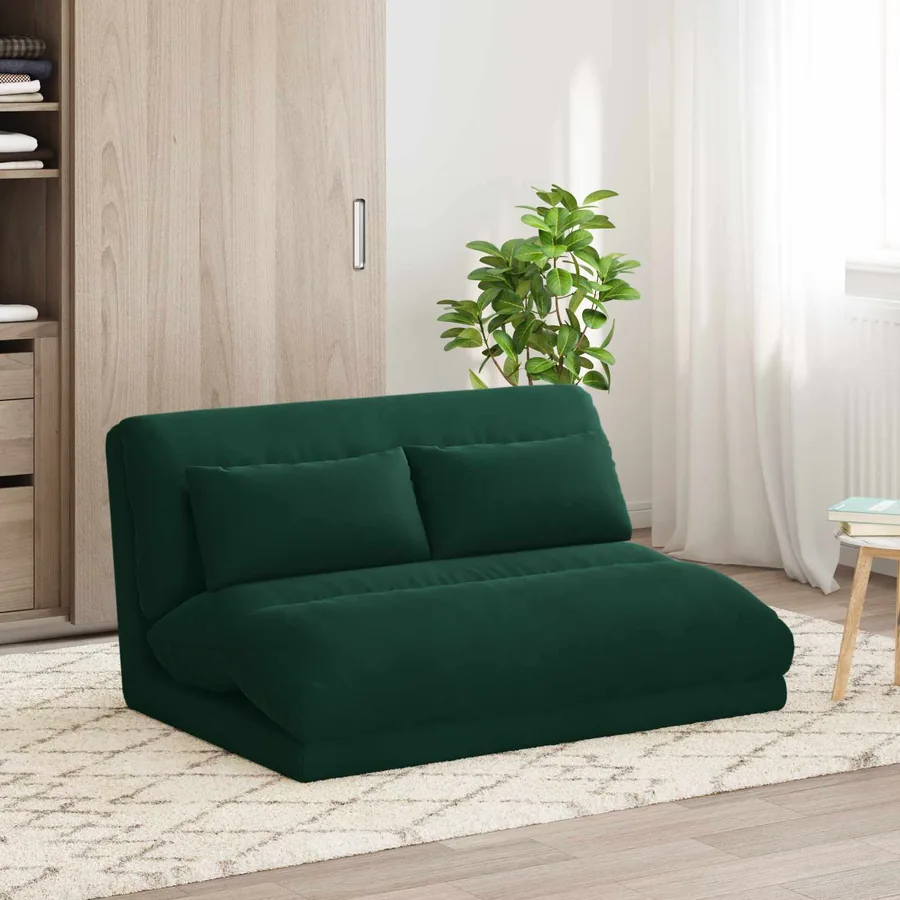 Fauteuil de sol ajustable Vert foncé Velours