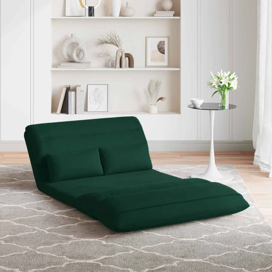 Fauteuil de sol ajustable Vert foncé Velours - 3