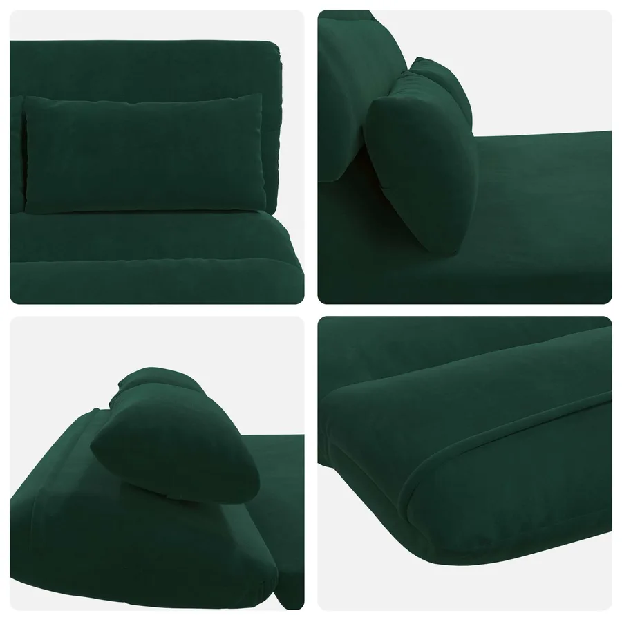 Fauteuil de sol ajustable Vert foncé Velours - 7