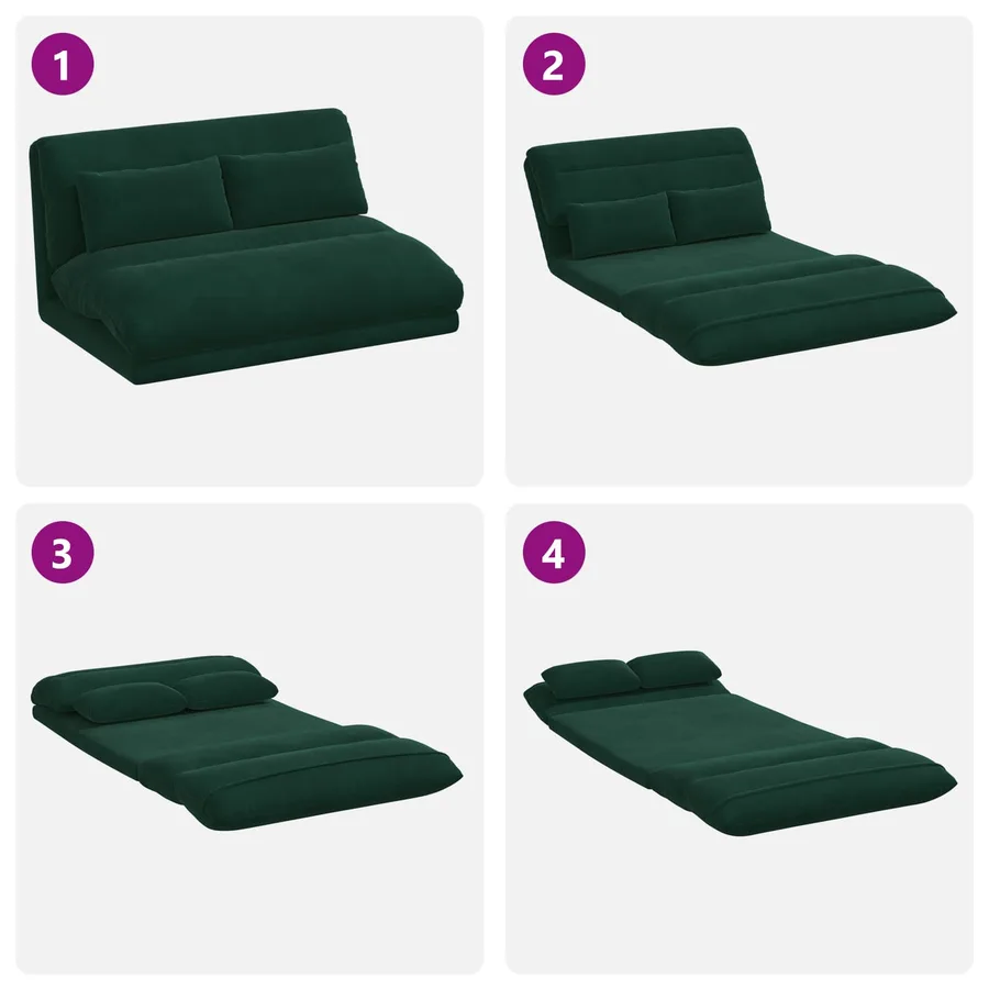 Fauteuil de sol ajustable Vert foncé Velours - 9