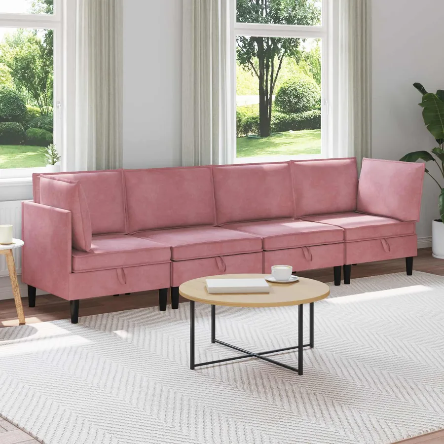 Ensemble de meubles pour le salon 4 pcs Rose Velours
